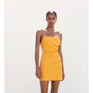 Zara Draped Linen Blend Dress in Tangerine 🍊